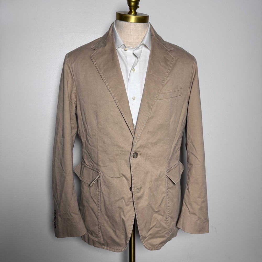 Polo Ralph Lauren Blazer Kids XL Tan Solid Cotton 3-Button Sport Coat